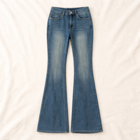 Flared Jeans for Women UK Fleece Lined for Winter Warmth, High Waist Butt Lifting Ladies Bootcut Denim, Plus Size up to 4XL