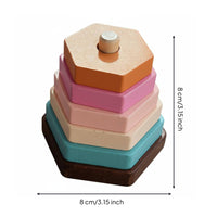 Multifunctional Rainbow Hoop Stacker Polished Edges Rainbow Stacking Blocks Paint Wooden Stacking Toy Develops Hand-Eye Coordination for Toddlers, Preschoolers, Babies, Playroom, Daycare