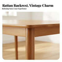 Solid Wood Rattan Chair Versatile Design Cane Back Dining Chair Strong Load-Bearing Household Furniture for Business Owners, Study Room, Kitchen, Cafe