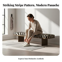 Light Luxury Sculptural Ribbon-Base Ottoman signature-design Upholstered Bench Italian Inspired Accent Furniture Modern Aesthetic for Homeowners, Apartment Dwellers, Families, Bedroom, Entryway, Hallway, Living Room