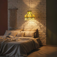 Peony Bamboo Leaf Light Shade Easy to Install Green Embroidered Lampshade