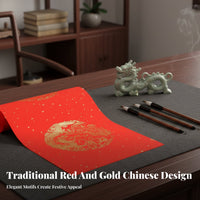 Thick Wax-Dyed Red Couplet Paper, Gold-Edged Blank Festive Xuan Paper, Handwriting, Wyrm Fish Pattern