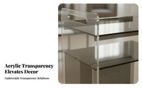 Movable with casters C-Shaped Rolling Table Minimalist aesthetic eveningstand Transparent Design Bedside Cabinet adaptable for Apartment Dwellers, Homeowners, Home Workers, Living Room, Bedroom, Small Spaces, Balcony