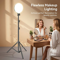 Fill Light for Professional Home Studio Use, Dimmable Three-Color for Photography and Video, Round LED with Tripod for Photographer