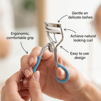 Eyelash Curler for Women, Metal C Design with Colorful Coated Handle, Japanese Style for Makeup Routine and daily cosmetic care