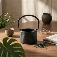Cast Iron Scent Burner Black Ribbed Scent Burner Textured Home Decor for Meditation