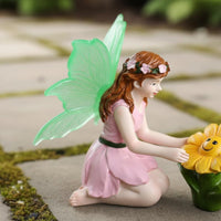 Resin Garden Fairy Statue Gift Creative Garden Fairy Statue Weather-Resistant Home Decor for Outdoor, Patio