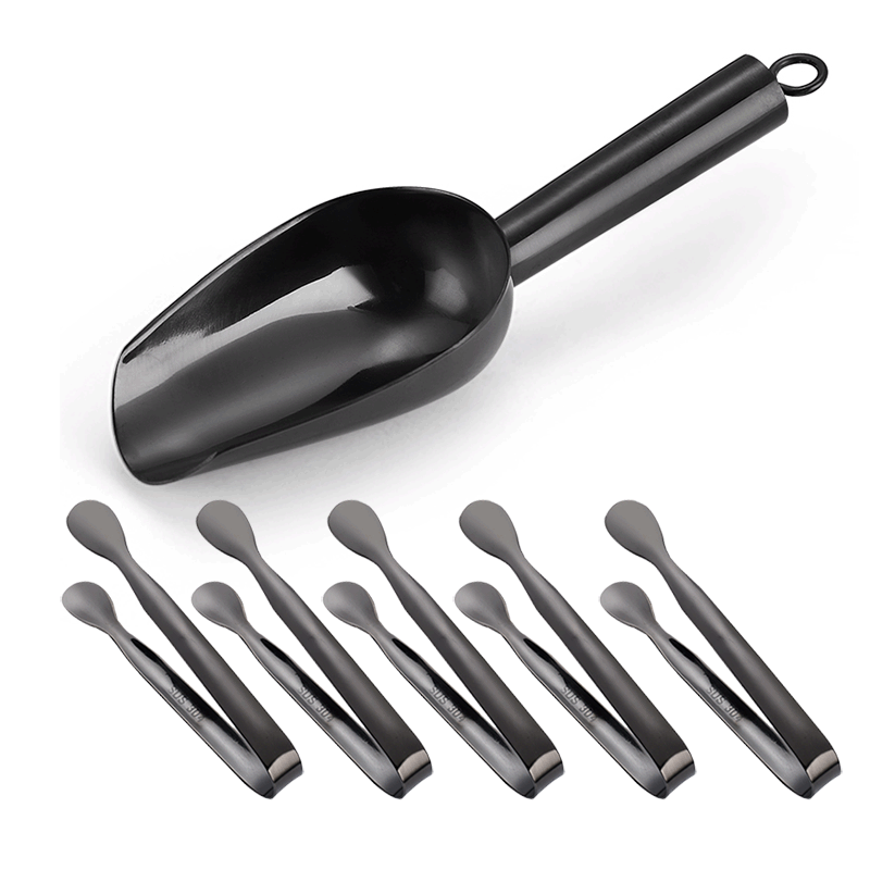 Stainless Steel Ice Scoop and Tong Set for Bar, Kitchen, and Buffet