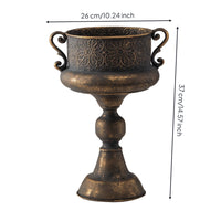 Goblet Planter with Handles Decorative Pedestal Planter Textured Flower Pot for Courtyard, Balcony