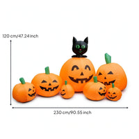 Inflatable Black Cat on Pumpkins Inflate Inflatable Pumpkin with Black Cat Jack-O'-Lantern Decor Outdoor for Yard, Lawn