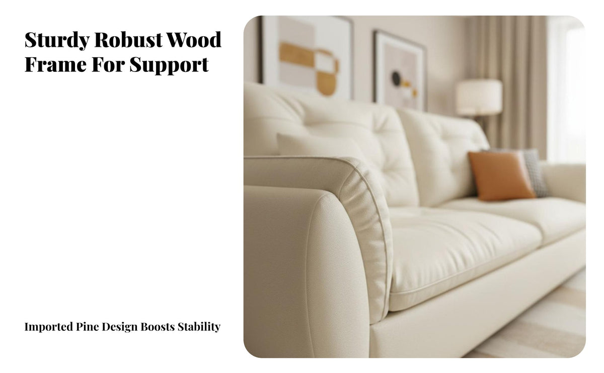 Upholstered 3-Seater Modern Minimalist Design 3-Seater Tufted Couch Cushioned Comfort Sofa for Families, Homeowners, Lounge Area, Small Areas, Home