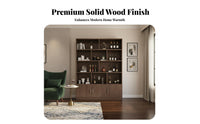 Standing Beverage Cabinet Solid Wood Construction Floor Standing Storage Unit Large Capacity Modern Display Hutch for Collectors, Homeowners, Home Bar