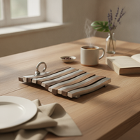 Serving Tray with Handles Low-Profile Tray with Handles Natural for Living Room