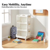 Rolling Book Trolley Large Capacity Multi-Tier Organizer Trolley for Homeowners