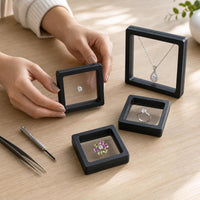 PE Film Jewelry Display Box for Necklace Ring Earring, Transparent Suspension Gift Case