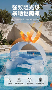 Detachable Canopy Lounge Chair Outdoor Water Sofa Floating Bed Summer Inflatable Raft with Cup Holder