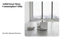 Mirrored Cube Table Geometric Design Mirrored Pedestal Luxurious Look for Adults