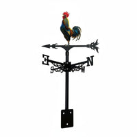 Weathercock Weathervane Wrought Iron Roof Mount Wind Indicator Easy to Install Outdoor Decoration for Yard, Farmhouse