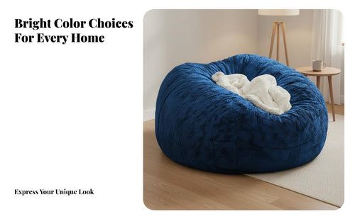Cozy Sumptuous Round Beanbag Shell Comfy Giant Lazy Sofa Cover Oversized Giant Lazy Sofa Shell Long-Lasting for Students, Families, Living Room, Lounge Area, Reading Nook, Playroom