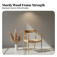 Woven Cord Seat Chair Sturdy Wood Frame Woven Side Supportchair Mid-Centuryperiod Modern and Design Handwoven for Homeowners