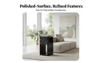 C-Shaped Storage Table Nordic design Household Furniture Marble-Patterned Top Sturdy Construction for Lounge Area, Home Office