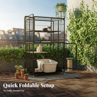 Cat Cage Litter Box Large Indoor Cat House Rolling Cat Playpen Waste Containment Unit Foldable Structure Secure Door Locks Suitable for Gift Giving Home Decoration