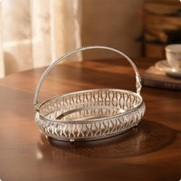 Metal Serving Basket Polished Basket with Handle Modern for Hosts, Home Entertaining