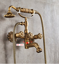 All-Copper Carved European Retro Shower Set with Handheld Spray