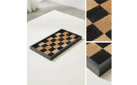 Checkerboard Tray Matte Black Rectangular Tray Shallow for Shelves