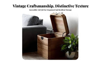 Decorative Wooden Trunk Wabi-Sabi Design Rustic Wooden Trunk Multi-Functional Hinged Lid for Interior Designers, Living Room