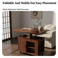 Convertible Elevating Top Trolley Mobile with Casters Side Table Rolling Design Storage Cart for Home Entertainers, Families, Living Room, Bedroom