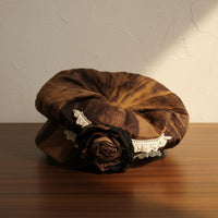 Parisian Chic Octagonal Beret Lightweight Distressed Flower Hat Elegant Rose Beret Foldable for Streetwear, Daily Wear