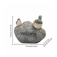 Resin Welcome Sign Textured Bird Welcome Plaque Rock-Like for Yard, Balcony