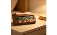 Wood-Grain Chess Clock with Paddles Battery-Operated Digital Chess Clock Portable Count down for Students