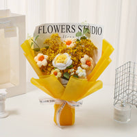 Knitted Flower Bouquet Completed Item Handmade Yarn Flower Bouquet Long House Decoration for Christmas, Birthday