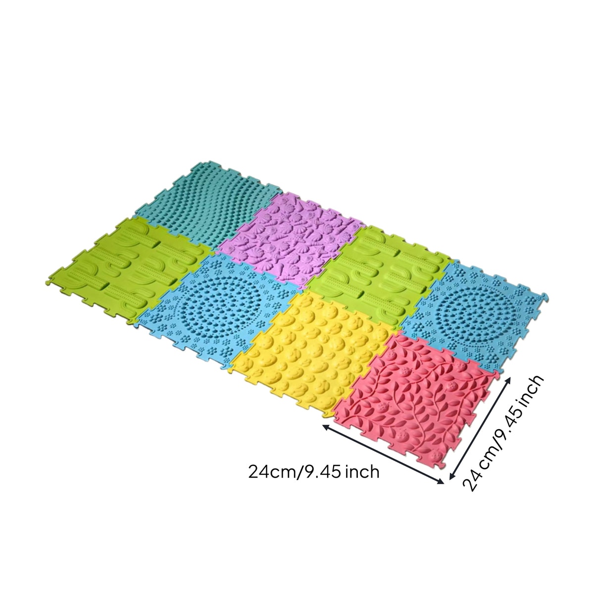 8 Pieces Sensory Foot Mat Non-Slip Interlocking Sensory Tiles Easy to Clean