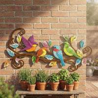 Metal Bird Wall Art Easy to Hang Bird Branch Wall Decor Handmade Look for Patio