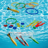 22 Pieces Pool Training Toy Set Fun Underwater Pool Diving Toys Diving Rings and Tubes for Kids