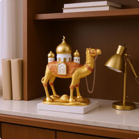 Gold Camel Figurine Painted Accents Ornate Camel Statue Middle Eastern-Inspired