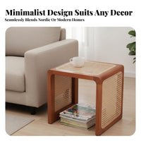 Rattan Cube Stool Versatile Multi-Purpose Low Seat Handmade Look for Living Room