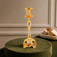 Zinc Alloy Candle Holder Carved Scroll Patterns Home Decor Tapered Stem