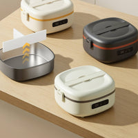 Portable Electric Lunch Box Self-Heating Electric Lunch Box with Stainless Steel Container Digital Food Warmer with Stainless Steel Container Leakproof for Office Workers, Commuters, Students, Travel, School