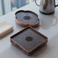 Copper Tea Tray Raised Rim Draining Board Long-Lasting