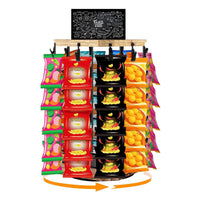 Wooden Snack Storage Rack, Rotating Display Stand for Chips and Candy