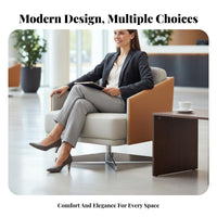 Minimalist design Upholstered rotating Armchair Modern Design Lounge Chair Stylish contour Seating Furniture Curved Backrest for Interior Designers, Business Owners, Hotel Lobby, Reception Area, Living Room, Bedroom