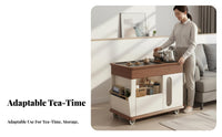 On casters 2-Tier Rolling Trolley Multi-Functional Household Furniture Space-Saving End Table adaptable for tea aficionados, Apartment Dwellers, Living Room, Small areas, Bedroom, Home Office