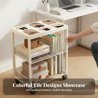 Rolling Book Cart Movable bookcase Space-Saving for Bedroom, Students, educators