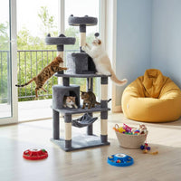 Cat Activity Center Scratching Post Cozy Caves Feline Retreat Elevated Cozy Soft Cover Animal Furniture for Home