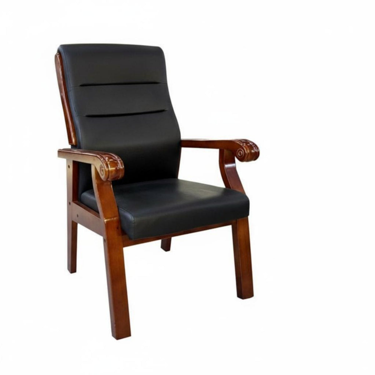 Upholstered Wooden Meeting Chair Padded Backrest Office Furniture Sturdy Frame Long-Lasting Construction for Interior Designers