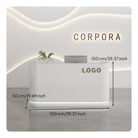 Modern Reception Desk Curing Varnish Finish Small Shop Front Desk Minimalist Lines Curved Cashier Counter for Business Owners, Company Entrance, Lobby